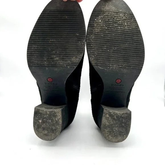 Blondo Waterproof Suede Leather Heeled Moto Booties Chunky Heel Winter Boots 7.5 - Picture 9 of 11